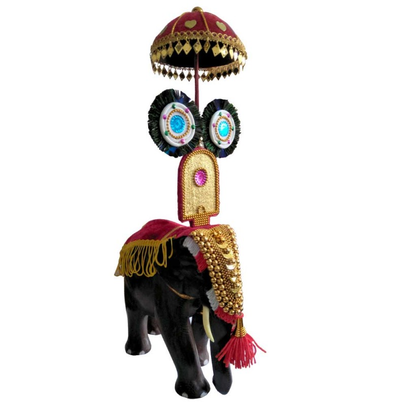 Rosewood Crafted Pooram Festival Elephant Miniature with Decorative Caparison