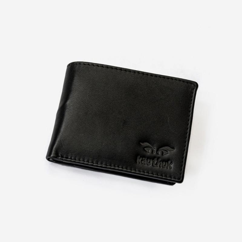Classic Black Textured Genuine Leather Wallet for Men - Stylish Design with Ample Card Storage, ID & Photo Pocket, Durable Finish
