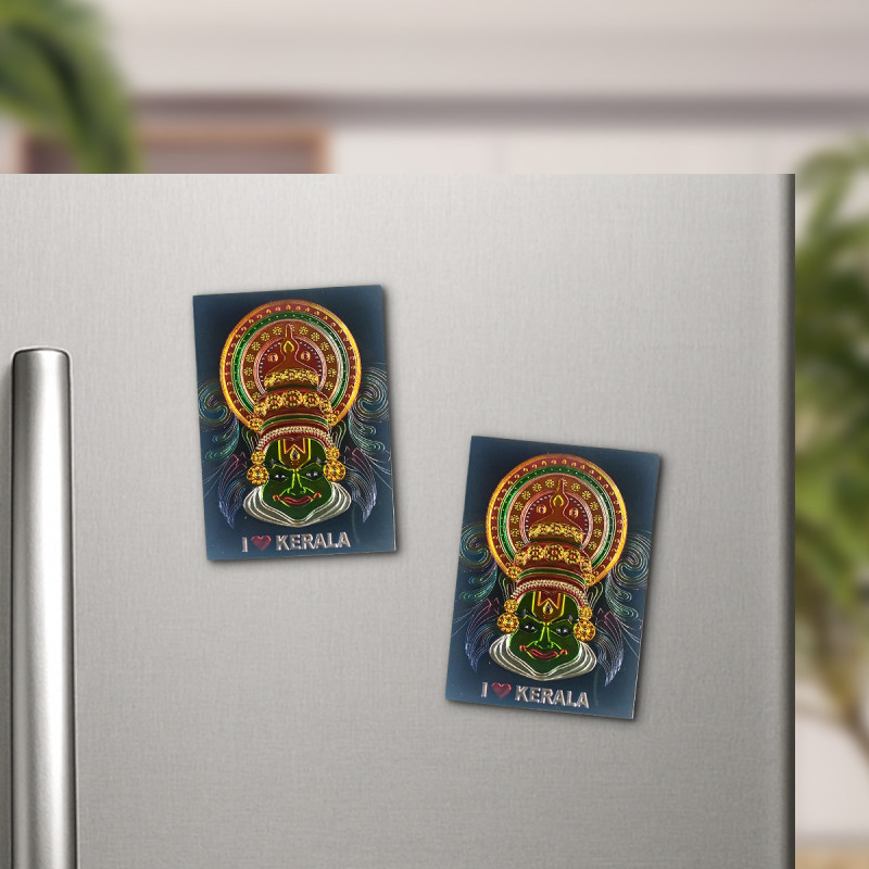 I ❤️ Kerala Kathakali Fridge Magnet – A Tiny Ode to Tradition-  Set of 2
