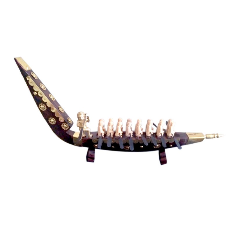 Rosewood & Brass Crafted Model of Kerala Snake Boat Chundan Vallam for Decor/Gifting