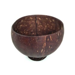 Handcrafted re-usable natural coconut shell bowl large with stand