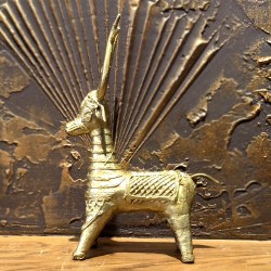 Dhokra Metal Art Deer Standing Showpiece for Decor & Gifting – Brass Tribal Figurine