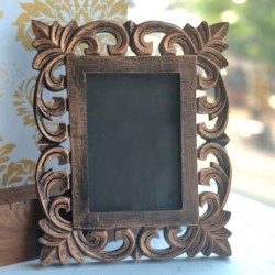 Antique Styled Floral Wooden Carved Photo Frame for Gifting and Decor