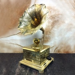 Vintage Brass Gramaphone Miniature Showpiece for Decor and Gifting