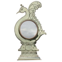 Aranmula Kannadi 2 inch Peacock Frame Metal Mirror for Decor and Gifting