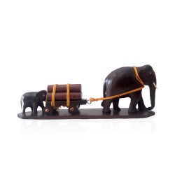 Rosewood crafted Miniature of Traditional Elephant Cart for Deor & Gifting