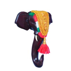 Rosewood Pooram Festival Elephant Head for Wall Hanging  Traditional Souvenir for Decor & Gifting