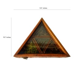 Spice Gift Box Triangular Shaped Crafted in Wood with Transparent Glass Lid with Natural Spices