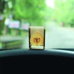 Gold Leaf Relief work of Lord Ganesha in Acrylic Box as a Car Dashboard decor or showpiece on desk/tabletop