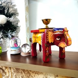 Hand-Painted Wooden Elephant Stool – A Touch of India’s Heritage