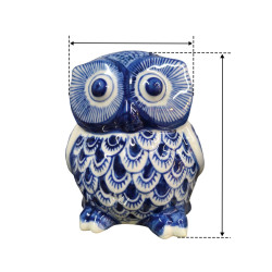 Handcrafted Blue Pottery Owl Decor