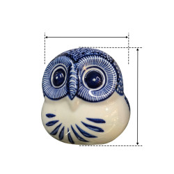 Handcrafted Blue Pottery Owl Decor - Small