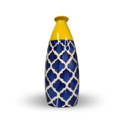 Handcrafted Blue & Yellow Ceramic Flower Vase