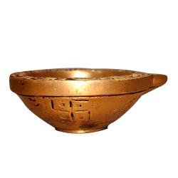 Brass Metal Crafted Round Decorative Diya of 3" size for Home Decor and Puja room