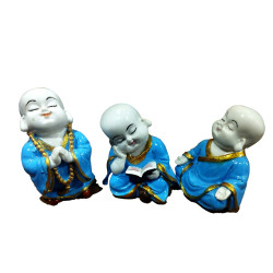 Set of 3 Buddha Monks in different postures for Home Décor/Children Room Décor/Vastu/Fengshui/Gifts