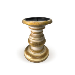 Wooden Pillar Candle Stand – Medium Polish Finish