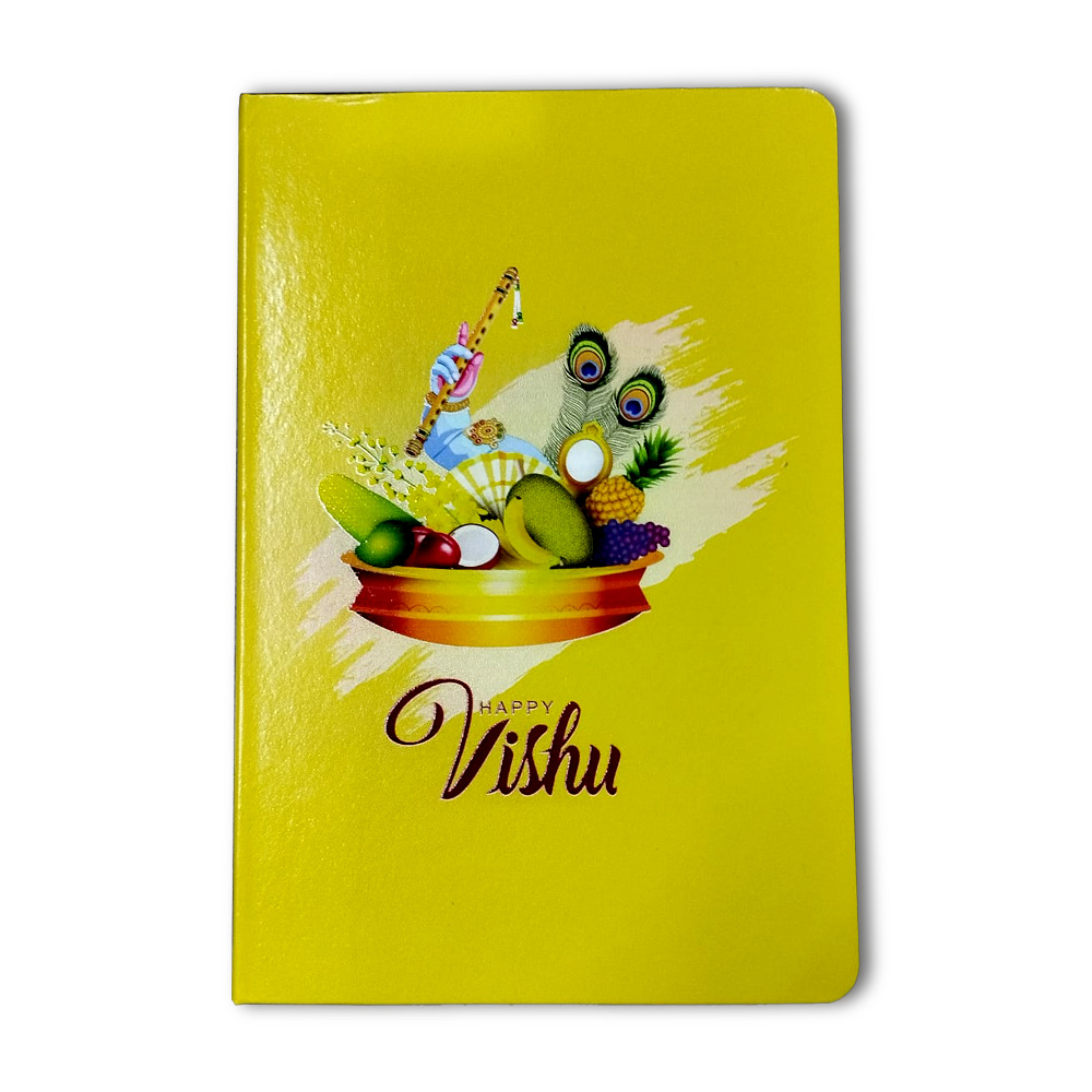 Happy Vishu Greetings Hardbound Journals A5 size for Souvenir Gifting (White)