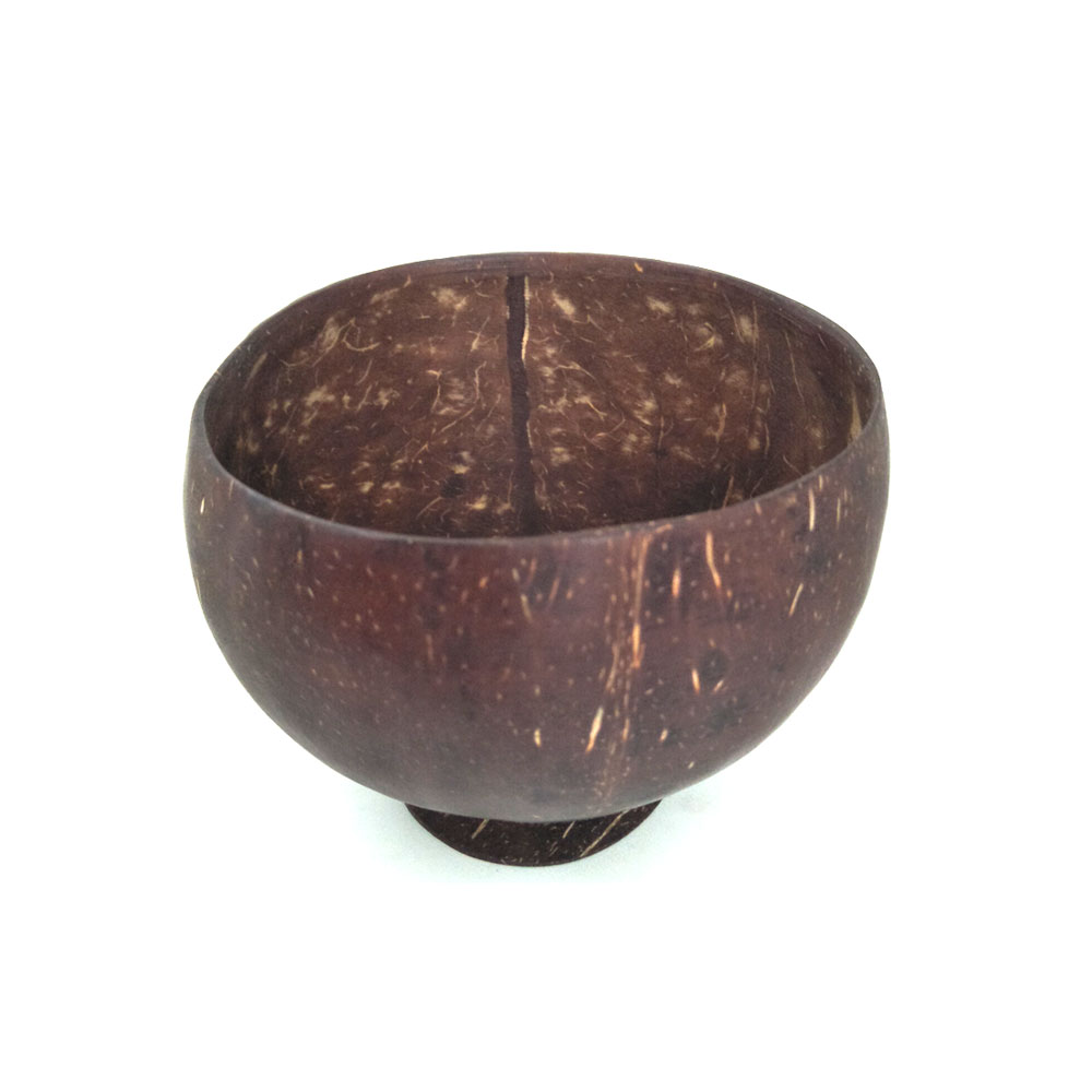 Handcrafted re-usable natural coconut shell bowl large with stand