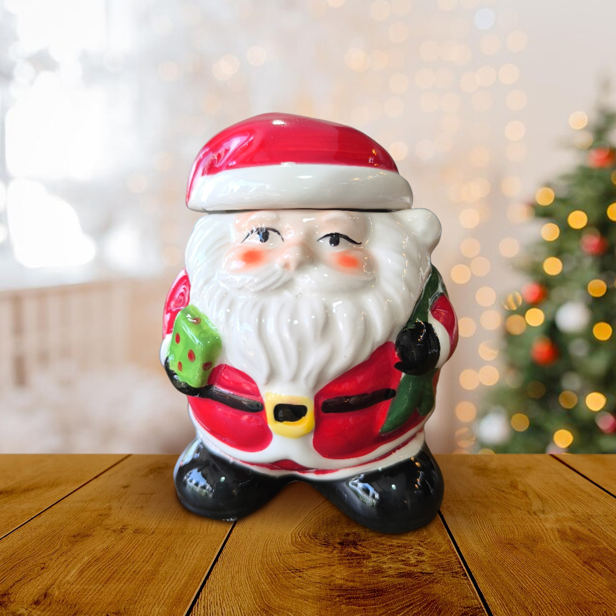 Ceramic Santa Claus Toffee and Cookies Jar