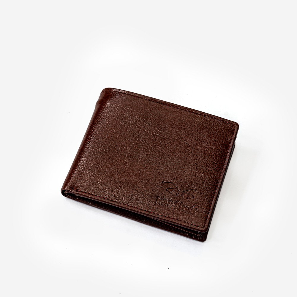 Classic Brown Textured Genuine Leather Wallet for Men - Stylish Design with Ample Card Storage, ID &...