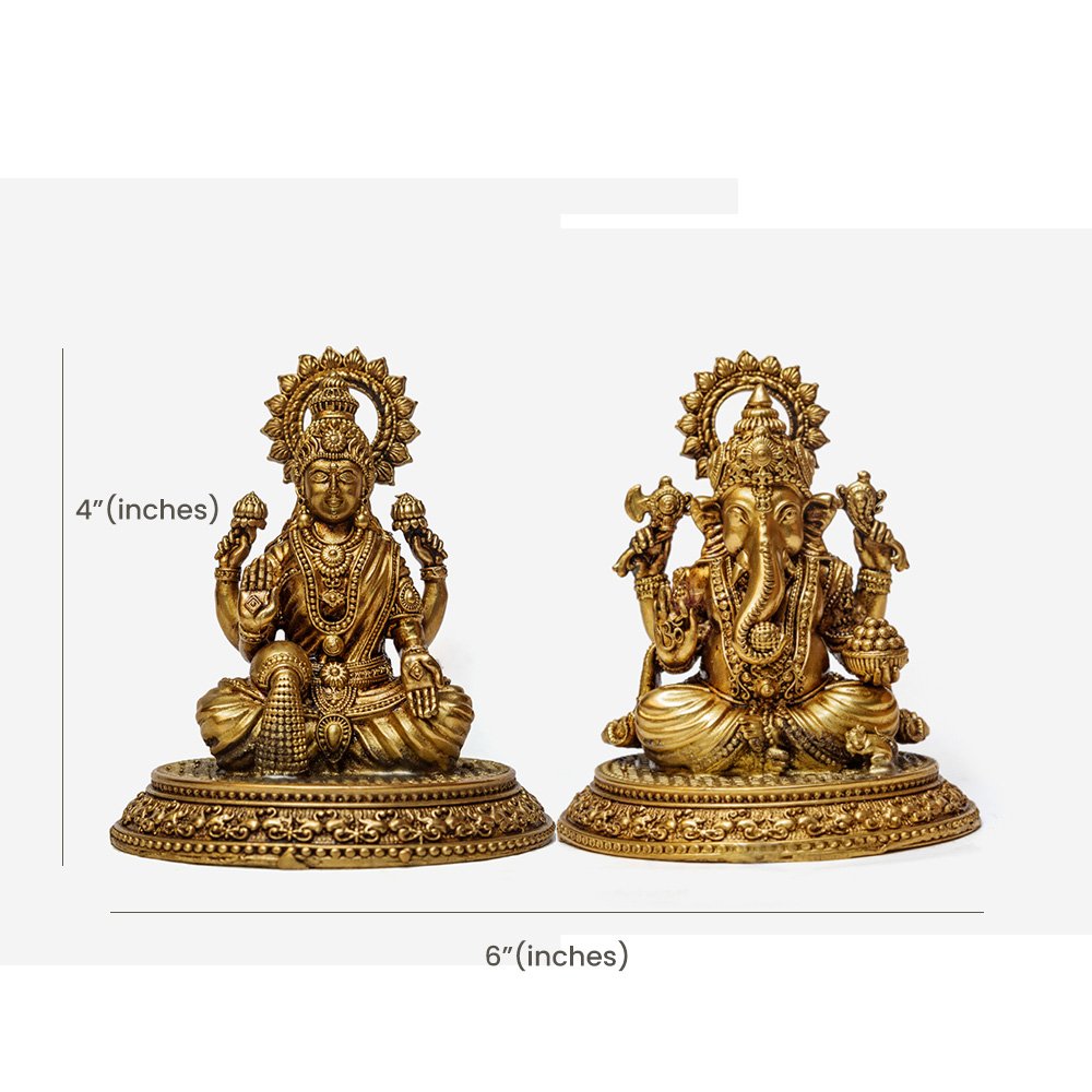 Brass Idol of Laxmi & Ganesh for Puja & Home Decor thumbnail 3