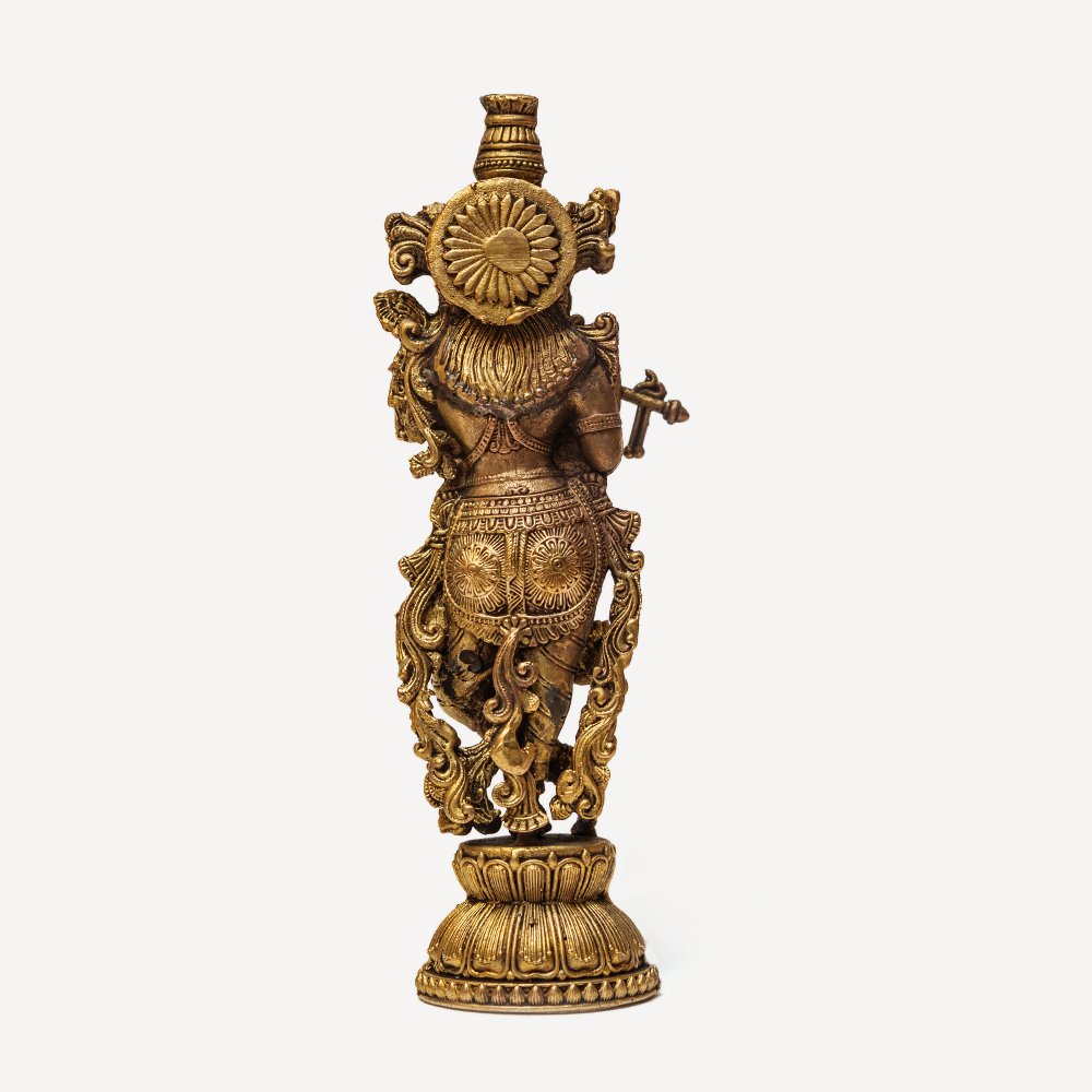 Lord Krishna Murthi crafted in Brass for Puja & Gifting thumbnail 2