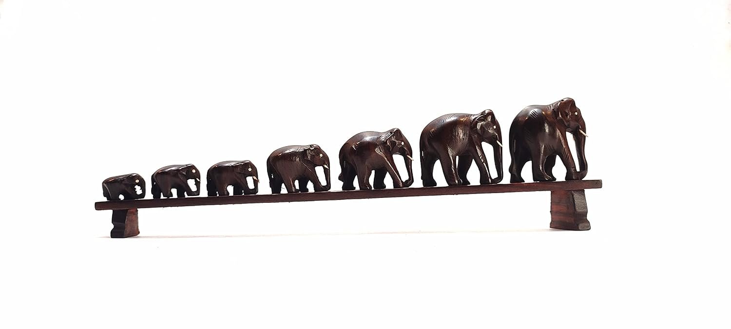 Elephants on Bridge Figurine - (7 Elephants)