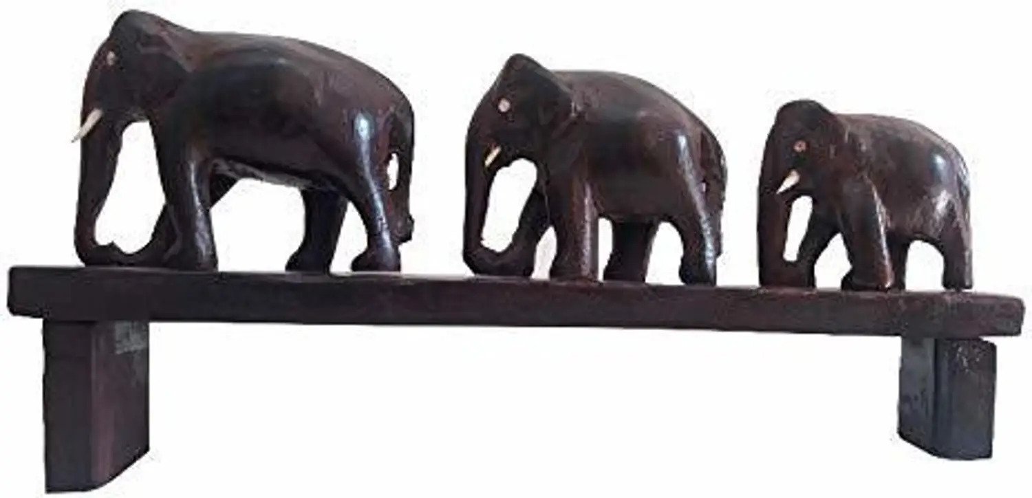 Elephants on Bridge Figurine - (3 Elephants)