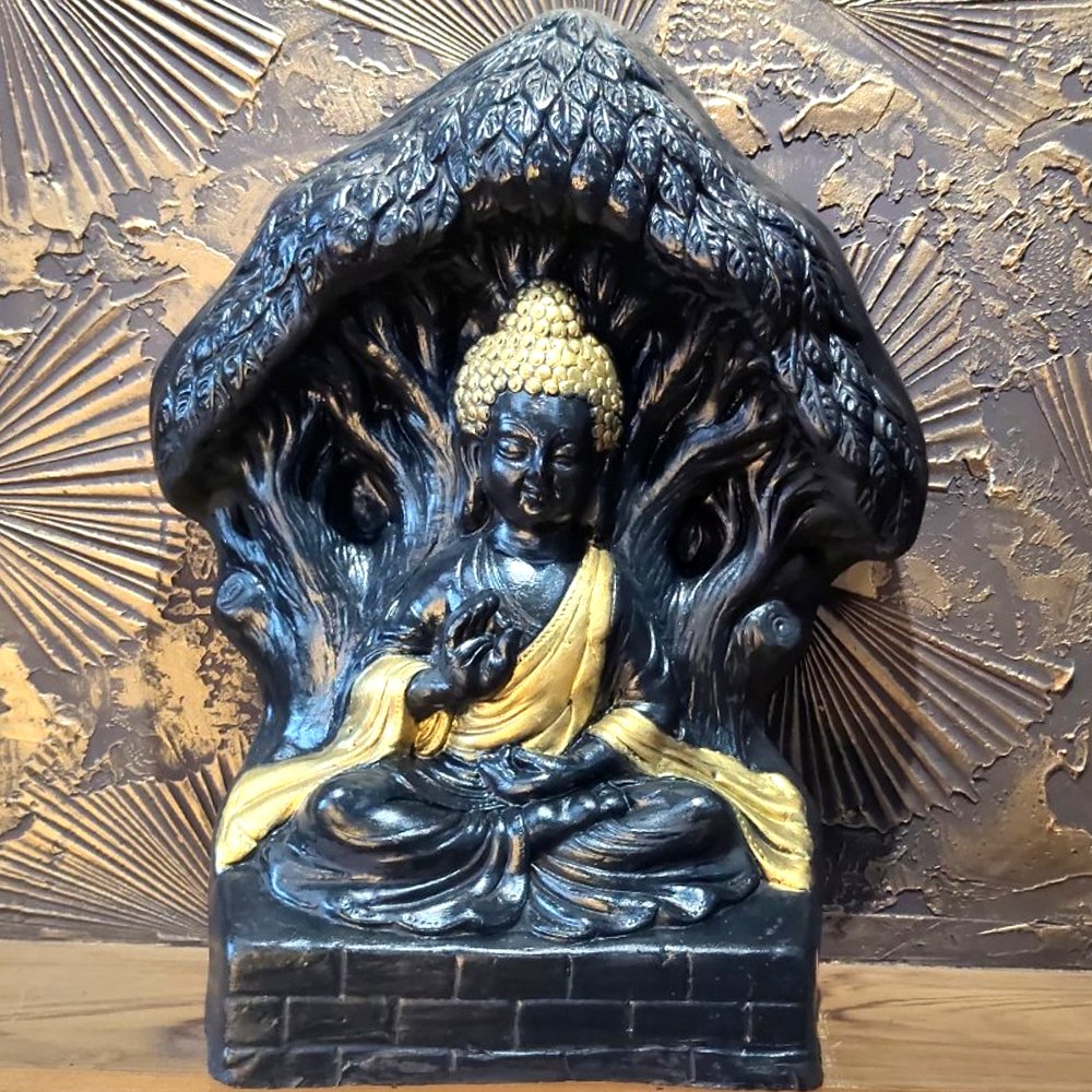 Terracotta (Clay) Crafted Buddha Sitting Posture Sculpture with Decorative Hand Painting for Home Décor & Gifting thumbnail 2
