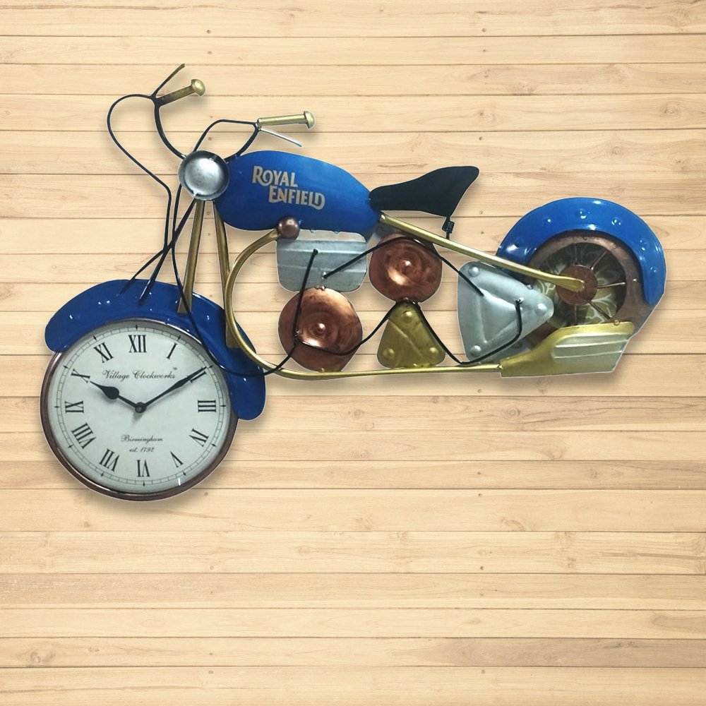 Kauthuk Royal Enfield Motor Bike with clock wall hang in metal for room decor thumbnail 2