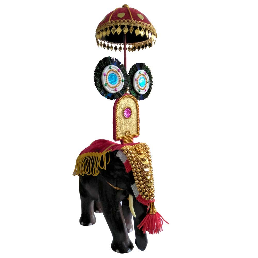The Kerala Pooram Festival Elephant Miniature with Decorative Caparison for Decor & Gifting thumbnail 2