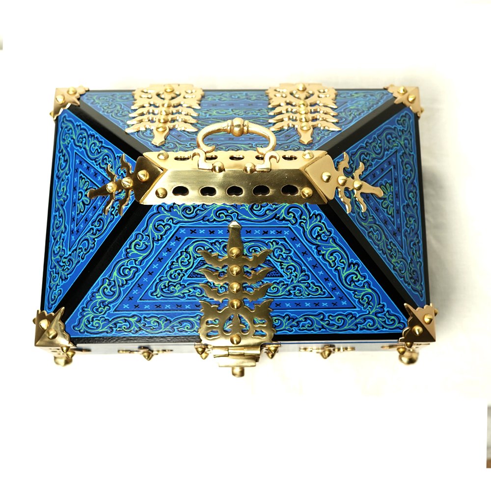 Kauthuk Mahagony Wood Crafted Mural Painted Nettur Petti Traditional Jewellery Box (Blue, 13 x 9 Inches) thumbnail 2