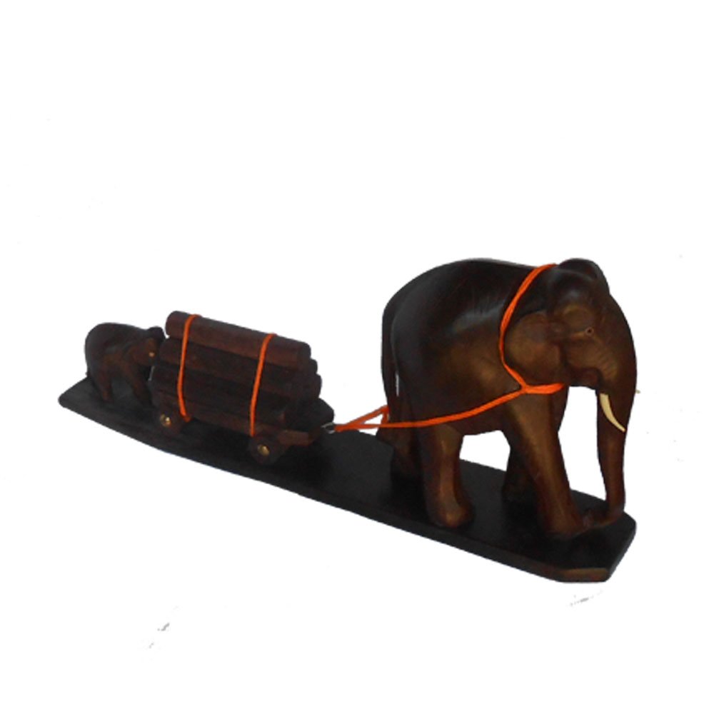 Handcrafted Antique Design Traditional Elephant Cart in Rosewood for Home Decor & Gift Purposes thumbnail 2