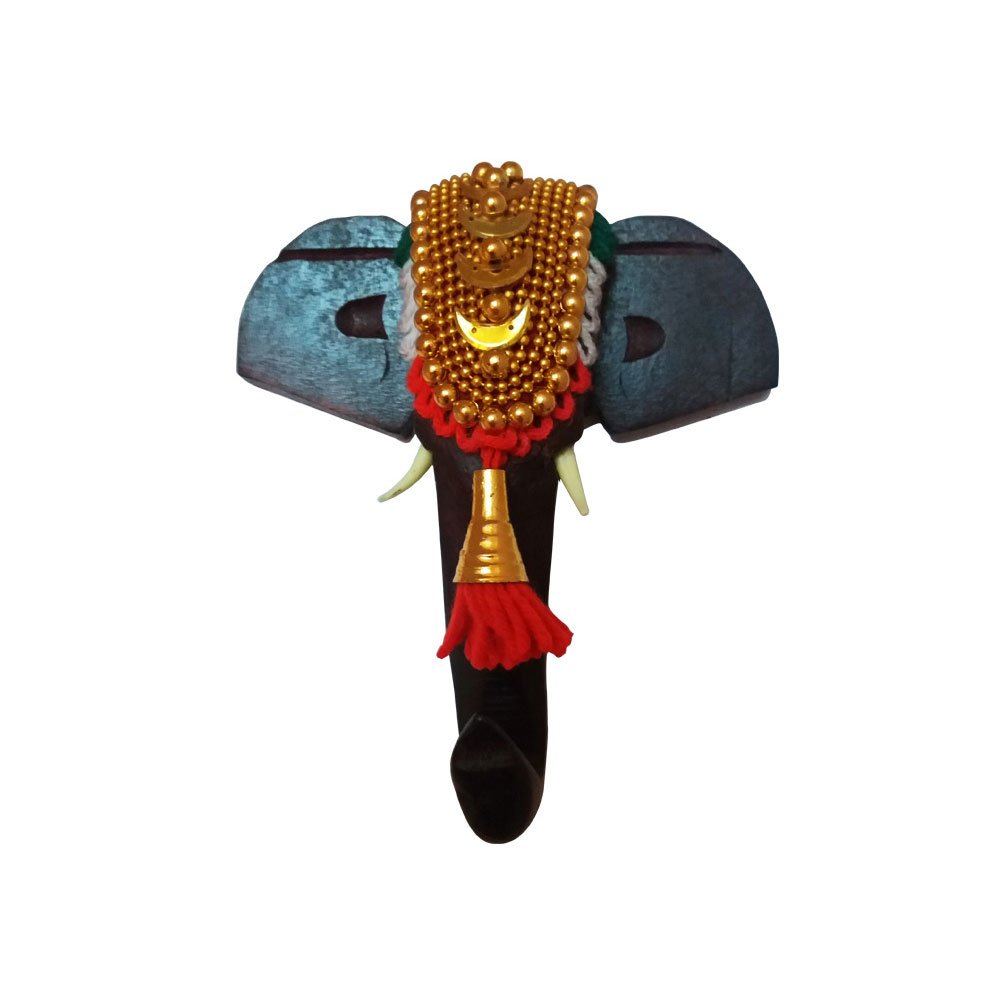 Rosewood Pooram Festival Elephant Head for Wall Hanging  Traditional Souvenir for Decor & Gifting