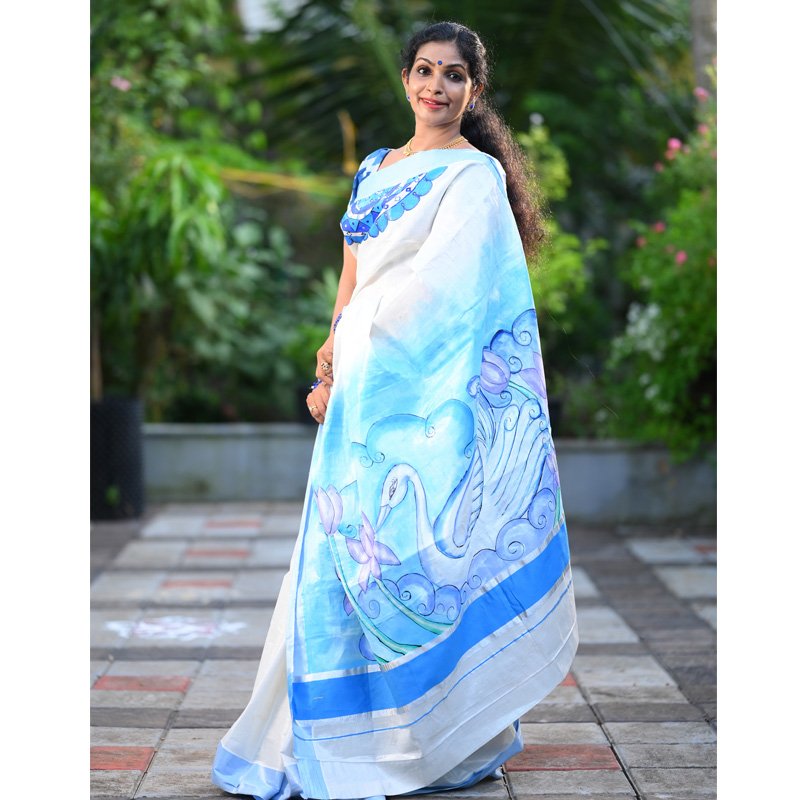 Handpainted Designer Tissue Weave Saree Occasional Wear thumbnail 3