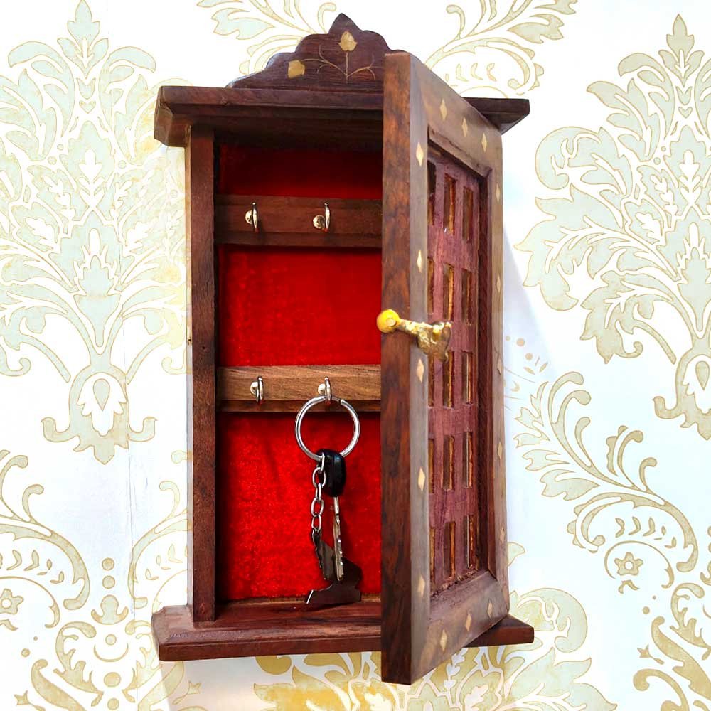 Decorative Almirah Shaped Wooden Key Holder – A Charm of Tradition and Functionality thumbnail 2