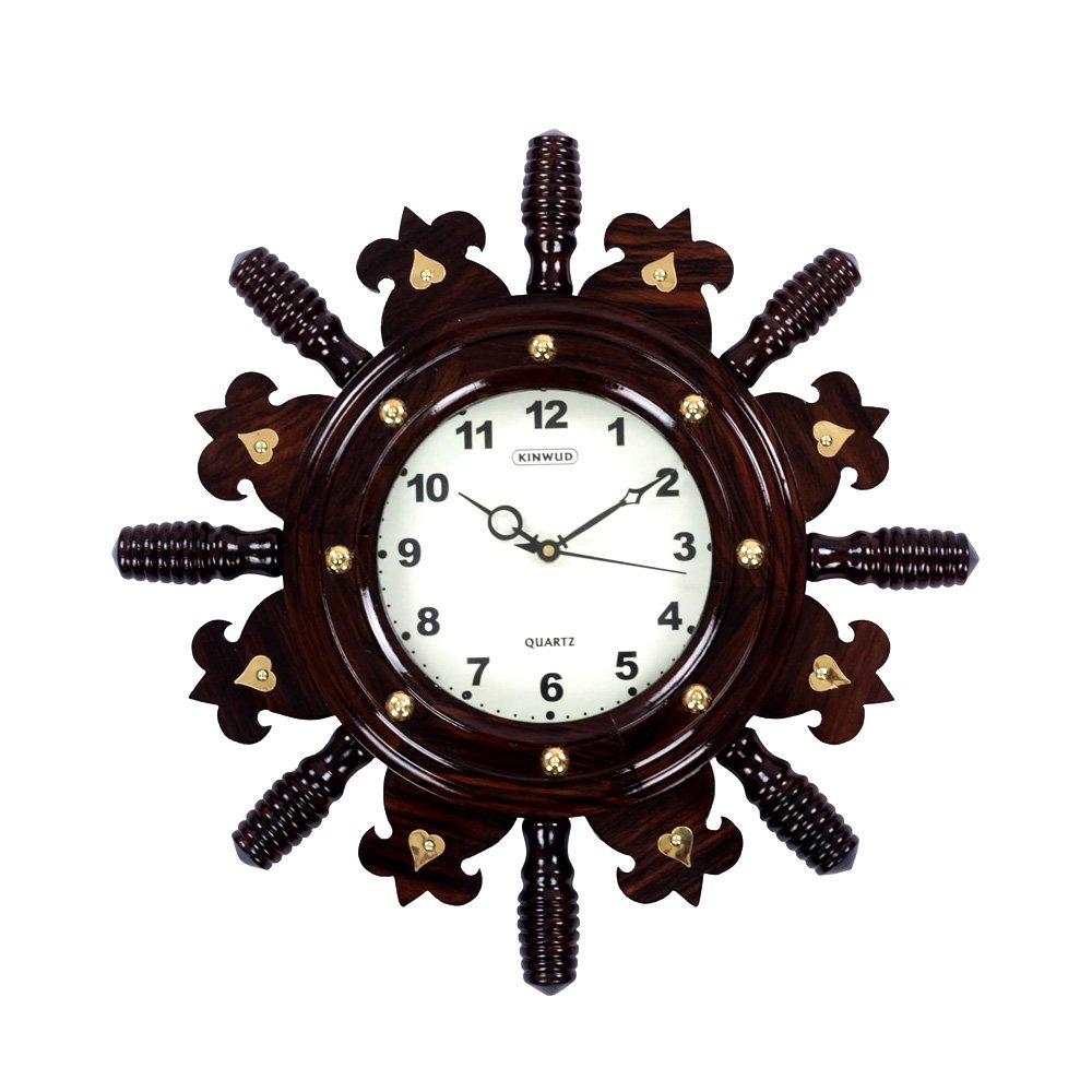 Ship Helm Design Vintage Rosewood Crafted Wall Clock for Home Decor and Gifting